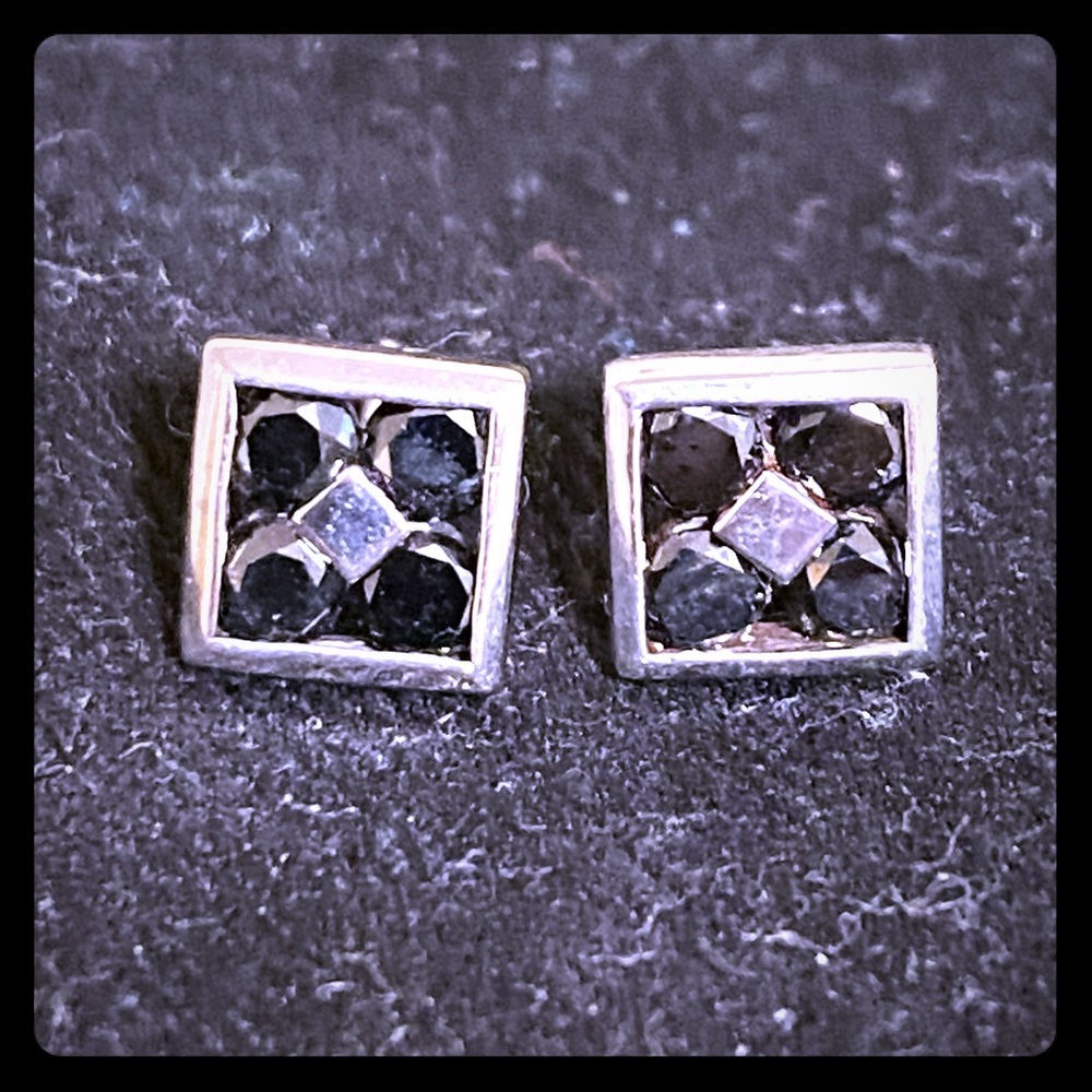 14kt White Gold Black Diamond Earrings